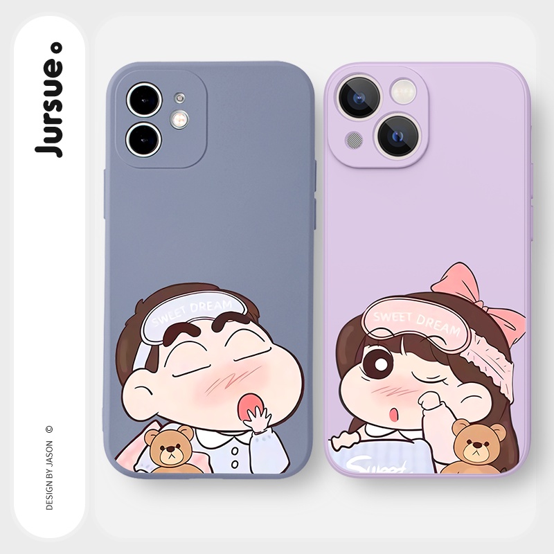 Ốp lưng JURSUE hoạt hình cặp đôi dễ thương đẹp cho iPhone 13 12 11 Pro Max SE 2020 X XR XS 8 7 6S 6 Plus kute Y1997