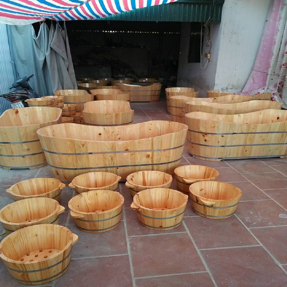 Bồn tắm tròn gỗ thông | BigBuy360 - bigbuy360.vn