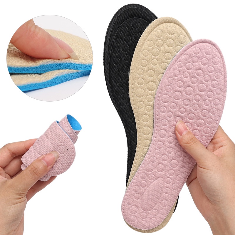 Cặp miếng lót giày 5D bằng xốp mềm siêu mỏng khử mùi thấm hút mồ hôi thoáng khí chống trượt dành cho nam và nữ