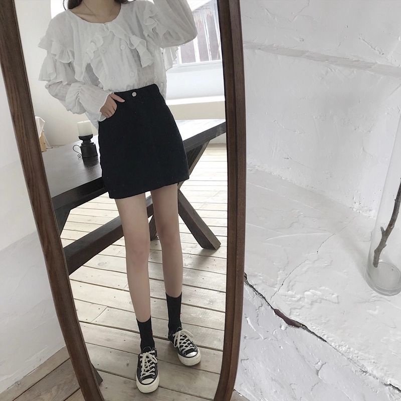 Happy-store  Quần Giả Váy denim Lưng Cao Dáng Ôm Thời Trang Hàn Quốc Quyến Rũ Cho Nữ