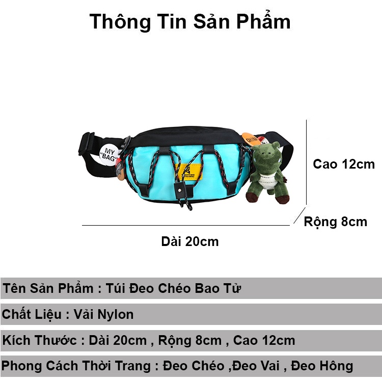Túi đeo chéo bao tử nam nữ ZIMO đi chơi thời trang nhiều ngăn phong cách đeo vai trẻ trung