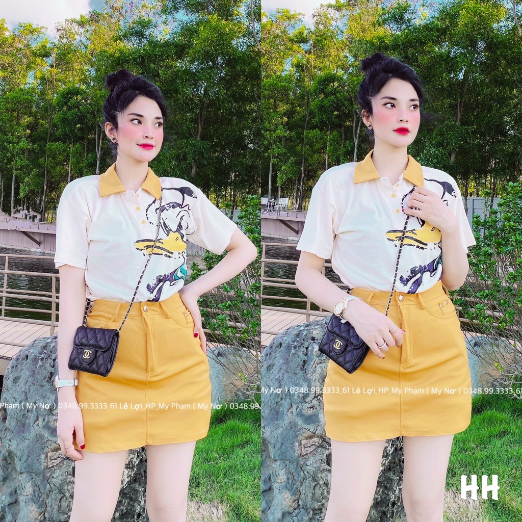 Set áo phông hình chân váy kaki