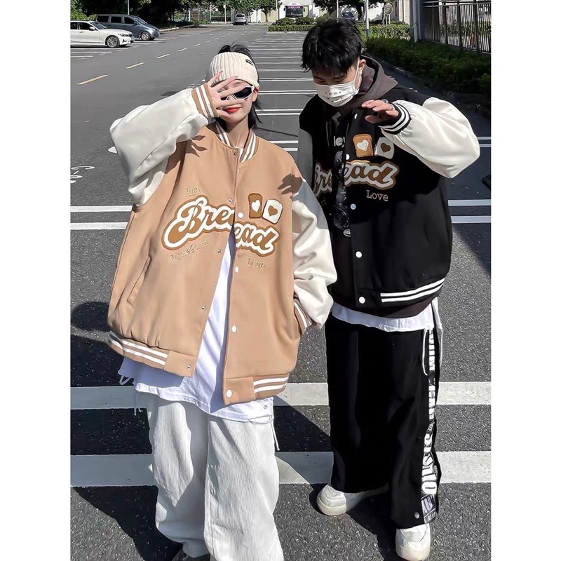 Bomber kaki Bred Anminhshop áo 2 lớp, lớp ngoài kaki, lớp trong lót gió, hình in nét đẹp, 2 size, from to tay bồng
