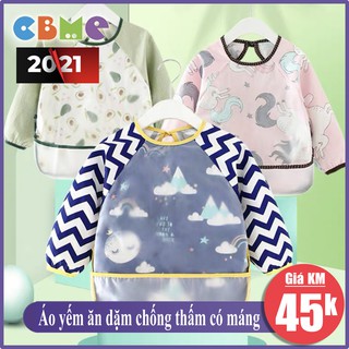 Áo yếm ăn dặm chống thấm cho bé cao cấp có máng hứng
