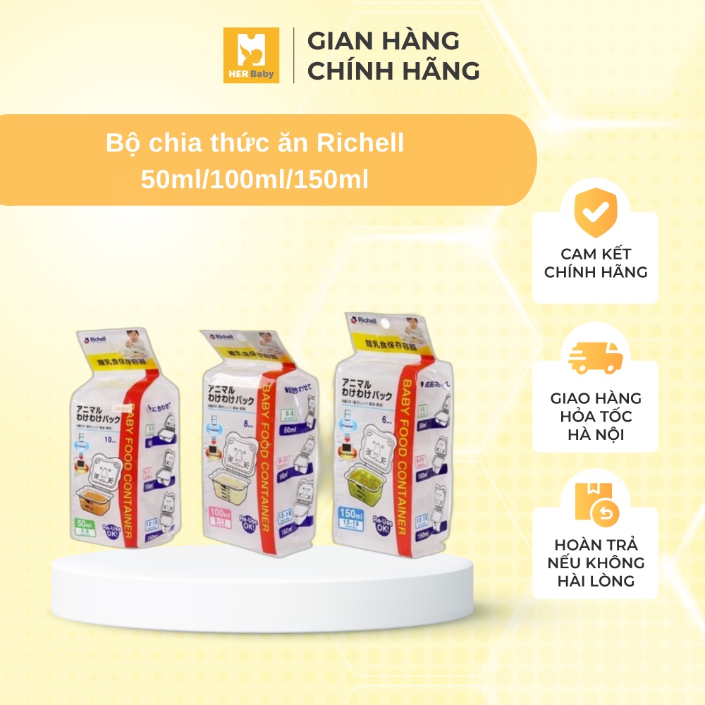 Bộ chia thức ăn - Khay trữ đông Richell đồ ăn dặm giữ dinh dưỡng lâu, tiệt trùng, an toàn cho bé - Herbaby