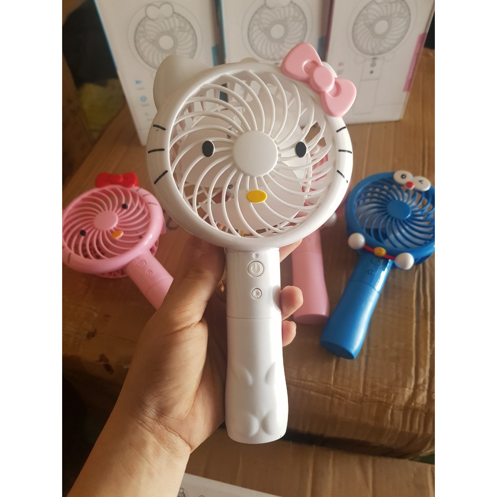 QUẠT MINI CẦM TAY DOREMON VÀ HELLO KITTY HÀN QUỐC