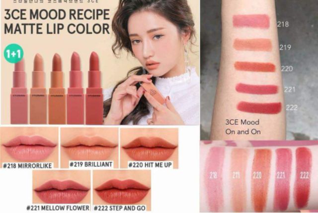 [AUTH]  (Có bill) SON THỎI 3CE MATTE MOOD ON & ON | BigBuy360 - bigbuy360.vn