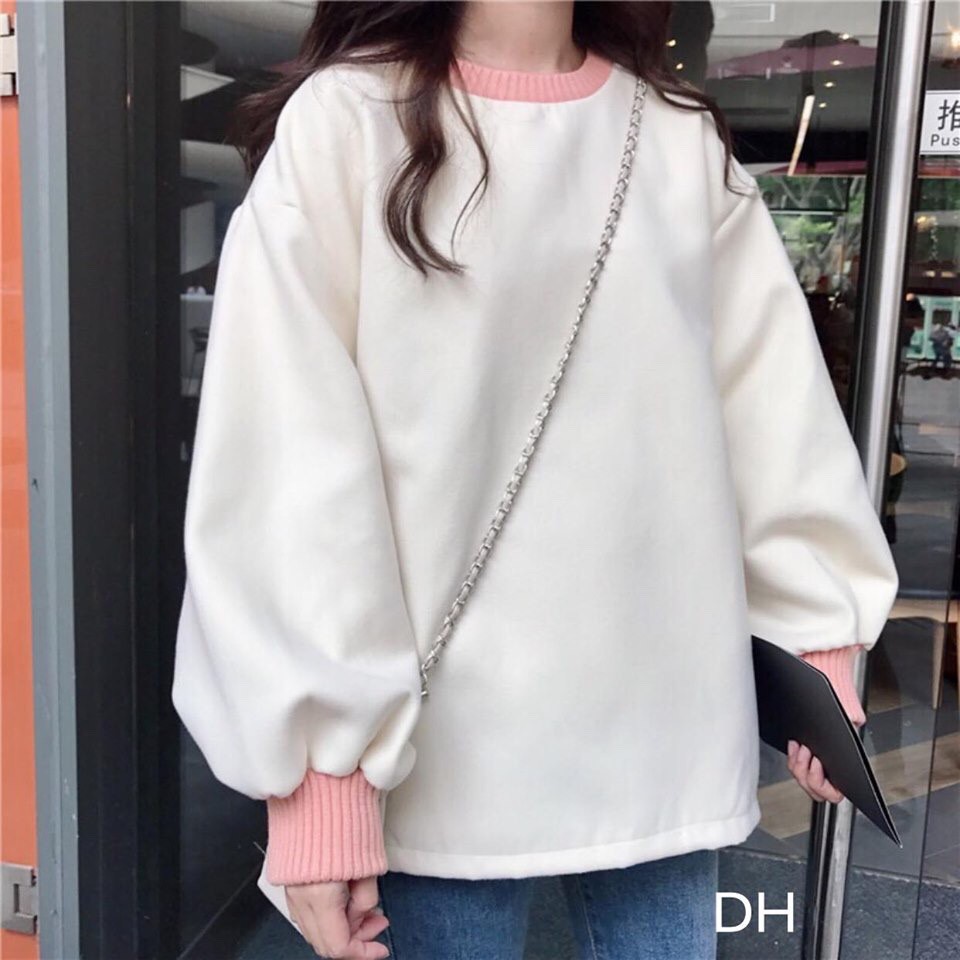 Áo nỉ phối bo về sll Chất nỉ bông dày ấm Sỉ 45 lẻ 65