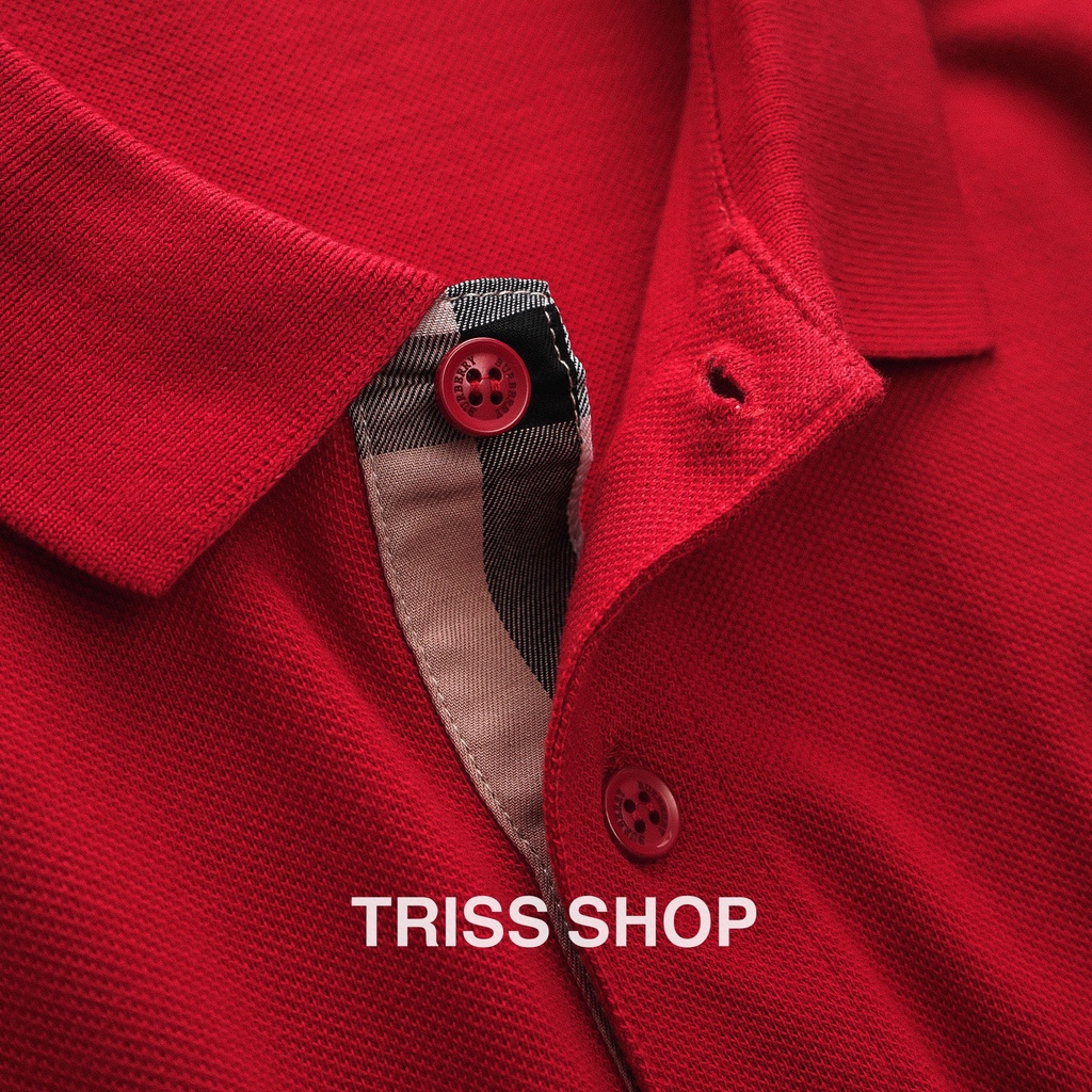 Áo polo nam ngắn tay Burberry logo thêu 3 vải cotton cá sấu thoáng mát