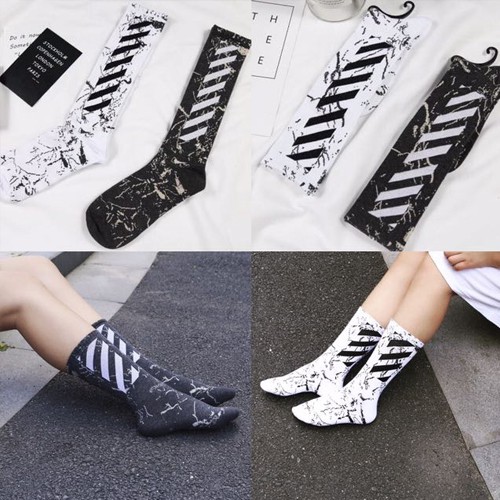 Tất cổ cao Off-White cotton mềm | Vớ giày sneaker | Tặng vớ cổ ngắn bất kỳ