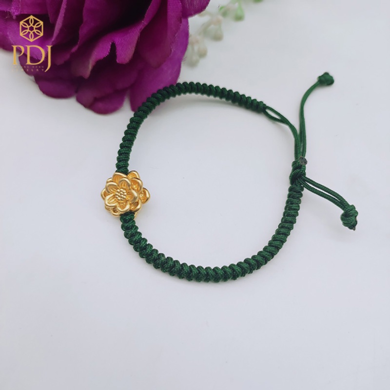 Charm hoa sen bạc si vàng PDJ ( mix với vòng đá phong thủy, vòng tết dây) - Trang sức PDJ