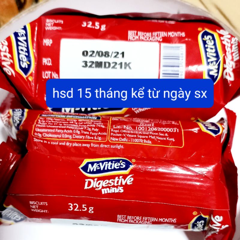 bánh quy lúa mì nguyên cám digestive mcvities mini 227,5g