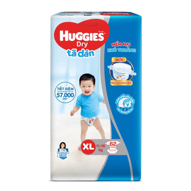 [Minhha] [Tặng gói khăn ướt 64 tờ] Tã dán Huggies Dry Super Jumbo M76/L68/XL62/XXL56 25 21