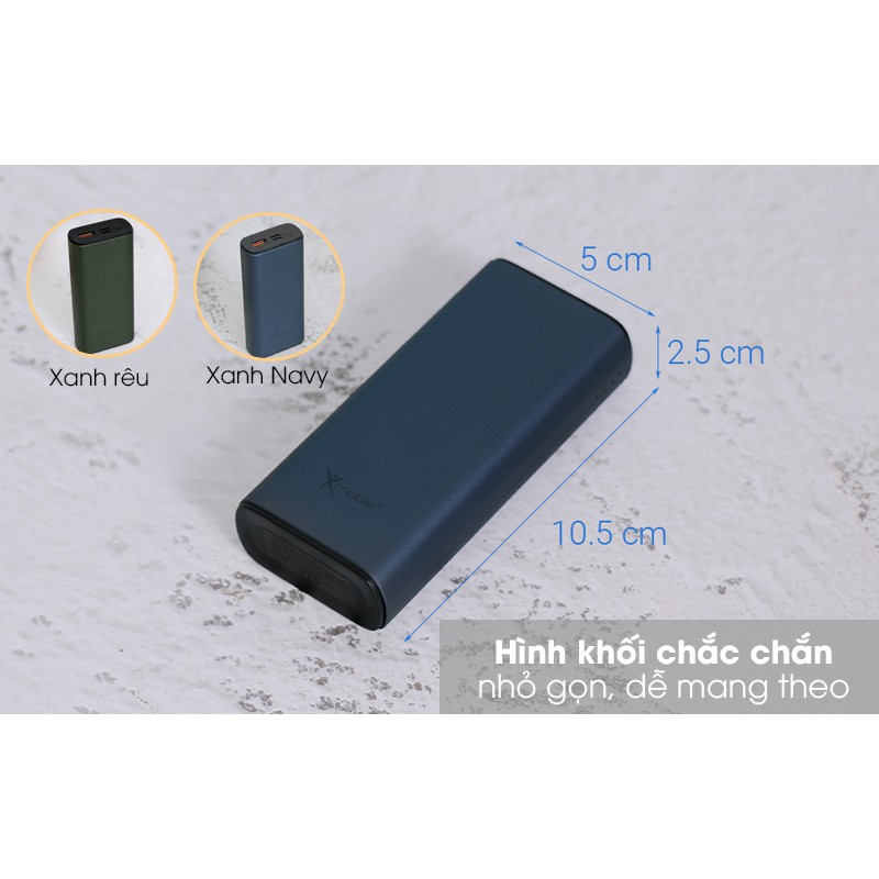 Pin sạc dự phòng Polymer 10.000mAh Type C PD QC3.0 Xmobile PowerSlim PJ JP213