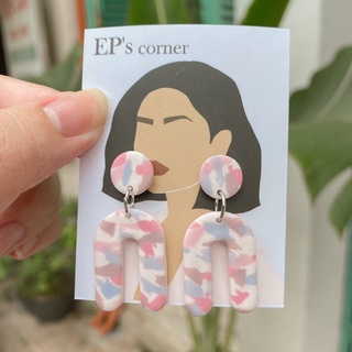 Khuyên tai đất sét nung Polymer Clay (Pink Marshmallow)