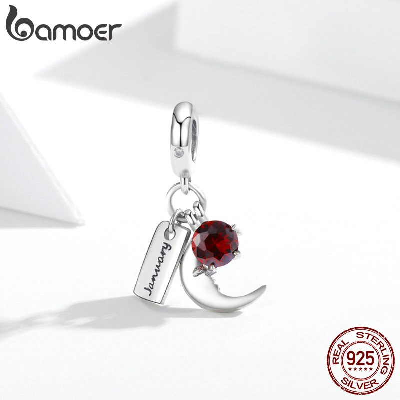 Hạt Xỏ Bamoer Bằng Bạc 925 SCC1719 Mặt Đá Và Chữ January Làm Trang Sức DIY