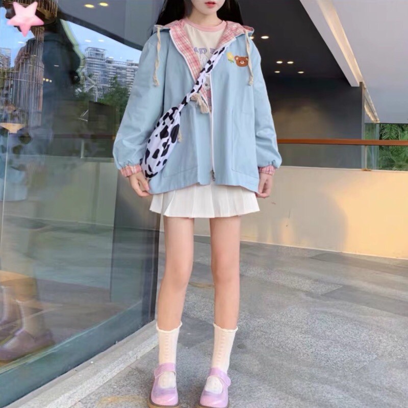 ÁO KHOÁC KAKI CÓ MŨ 💕💕 CARO 2IN1 MẶC ĐƯỢC 2 MẶT PHONG CÁCH ULZZANG DỄ THƯƠNG