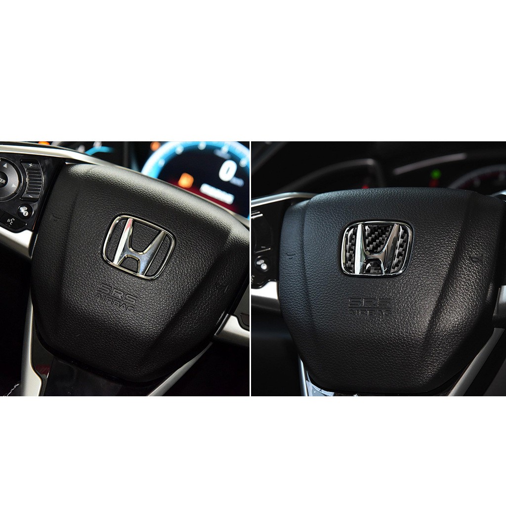 Phụ kiện gắn logo bánh lái xe hơi họa tiết sợi cacbon cho Honda Civic CRV Accord xrv