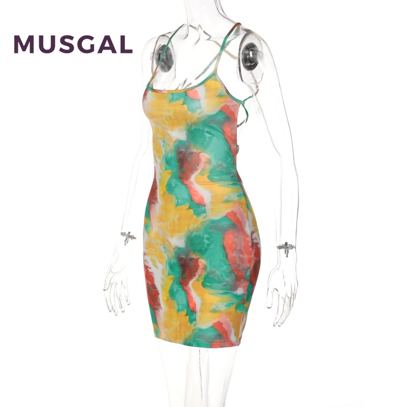 Musgal women mini dress thời trang in nhiều màu sexy backless slim fit casual badycon dresses