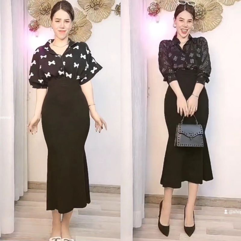 chân váy thun đuôi cá ( ảnh thật )