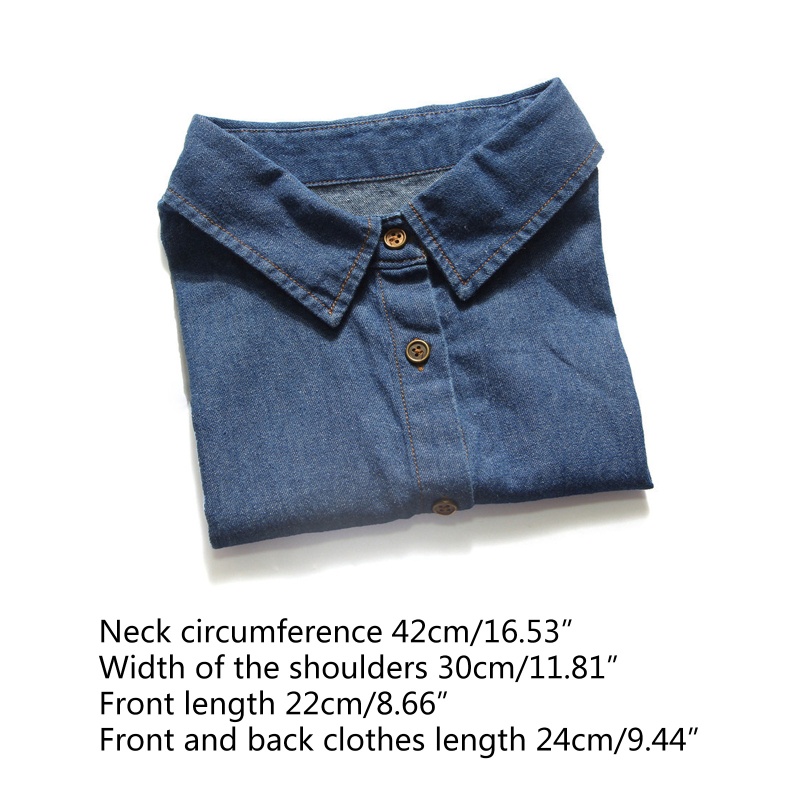 Cổ Áo Sơ Mi Giả Vải Denim Phối Nút Có Thể Tháo Rời Thời Trang Unisex