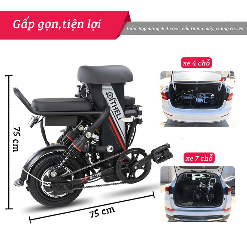 Xe đạp điện gấp gọn | Xe đạp điện đa năng Adman - Theli A2 | Pin 48v - 8A-20A | Quảng đường đi lên tới 100km