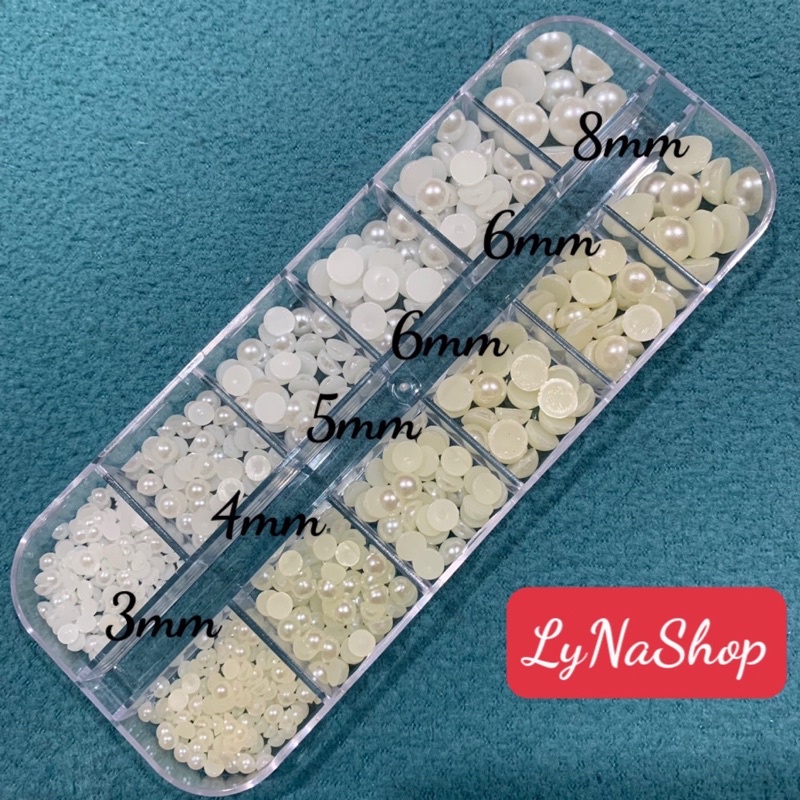 Trai mix sz 3- 8mm nhiều mẫu khay mix sẵn phụ kiện dán móng tay điện thoại, túi sách cáy áo giày dép