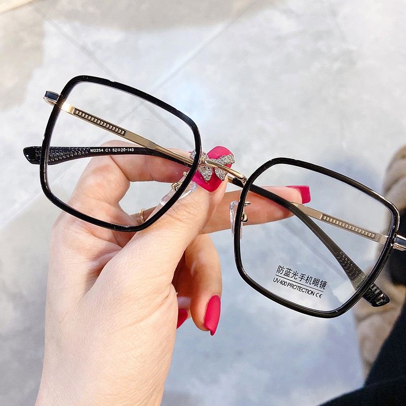 Mắt Kính Gọng Vuông Màu Xanh Dương Thời Trang Cho Nam Nữjz2254