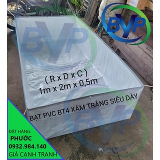 Bể Bạt PVC Cao Cấp Màu Xám Trắng (Bạt Dày 200g/m2) Kích Thước <1 Mét Khối.