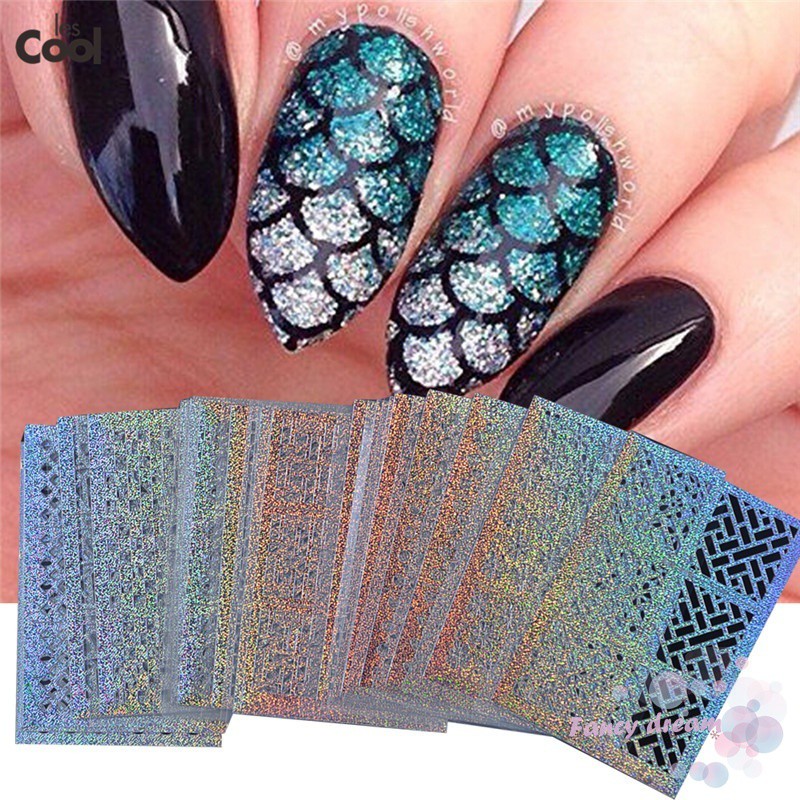 Set 24 miếng tem dán trang trí móng tái sử dụng tiện lợi