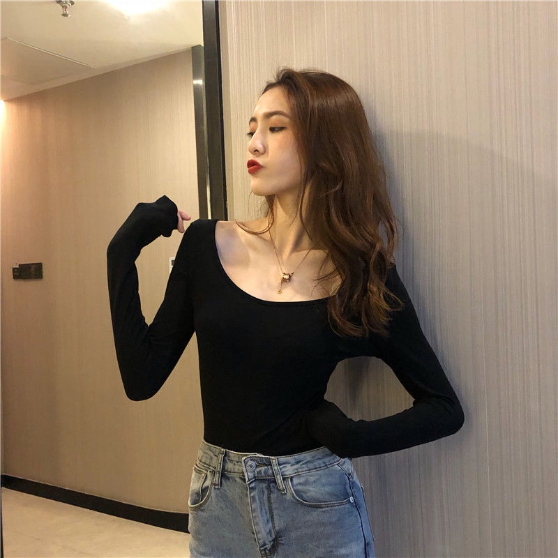 Áo Thun Tay Dài Hở Lưng Dáng Ôm Quyến Rũ Trẻ Trung Hợp Thời Trang