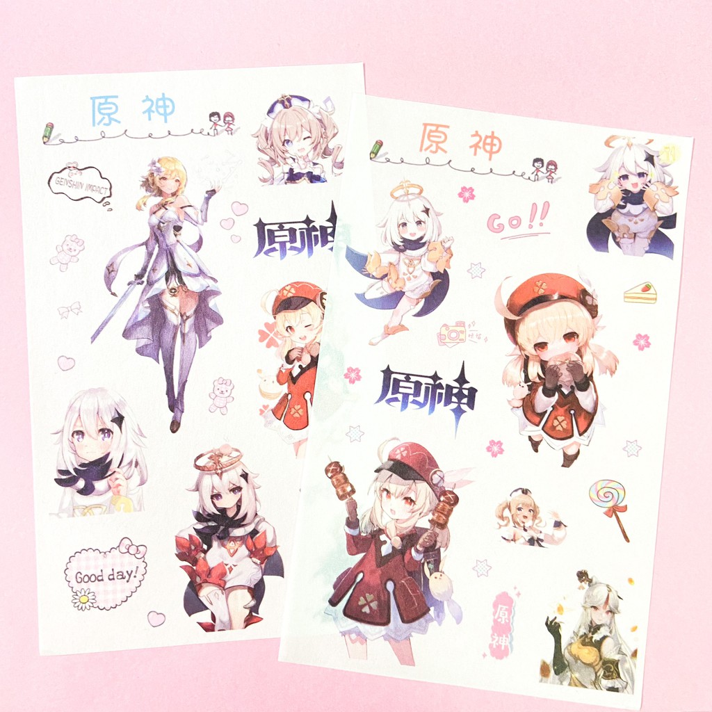 ( Lẻ tấm ) Ảnh dán sticker hình game GENSHIN IMPACT anime chibi trang trí dán sổ xinh xắn