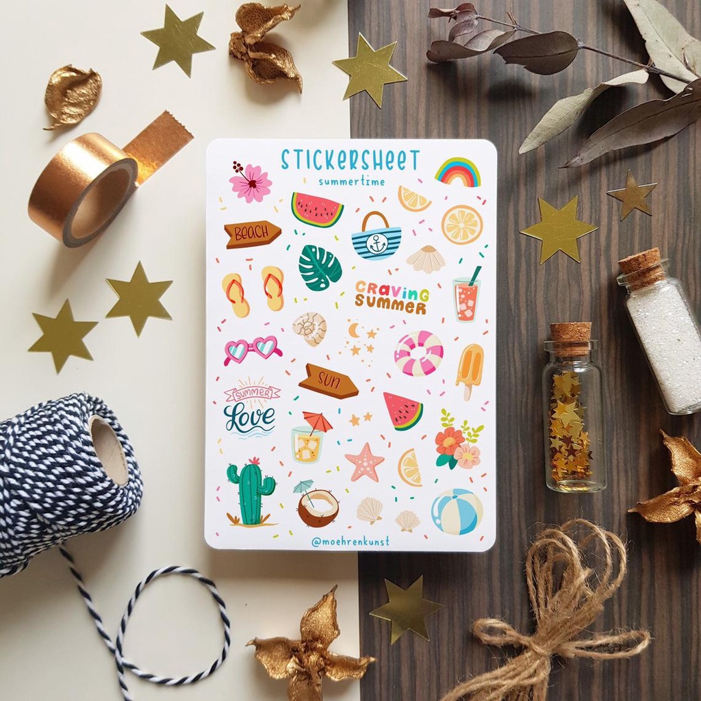 Sticker Sheet Summertime - Chuyên dán sổ | Bullet Journal Stickers, Summer Stickers, Beach Stickers, Holiday Sticker