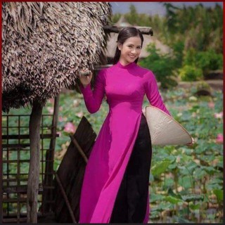 Bộ áo dài trơn tím cẩm, áo dài truyền thống, nhận cắt áo dài