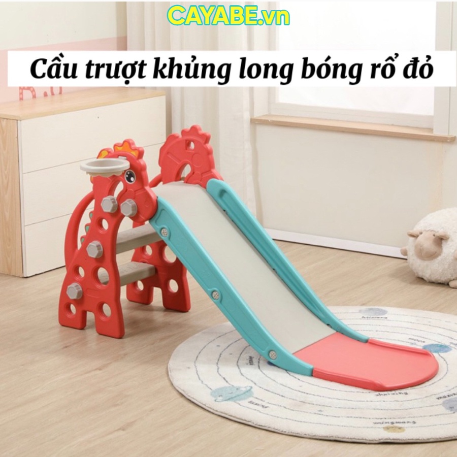 Cầu trượt và cột bóng rổ CAYABE Holla tên lửa cho bé màu xanh
