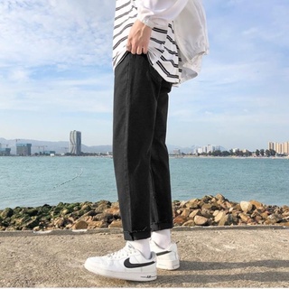 Quần jean baggy xanh nam, nữ ống rộng rách gấu, dáng suông, không phai- Jaune Blanc