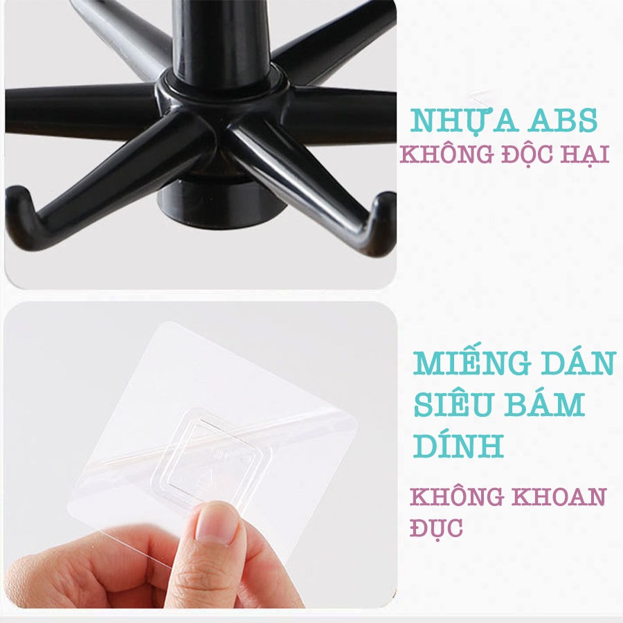 Móc Dán Tường 6 Chân Xoay 360 Độ Đa Năng Siêu Bám Dính Z005