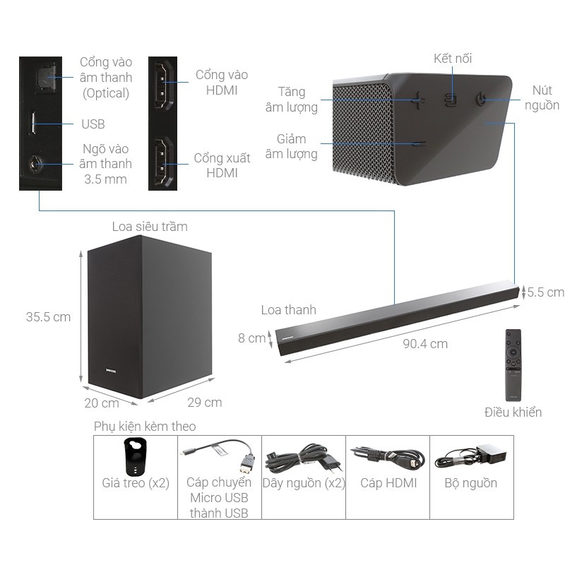 Loa soundbar Samsung 2.1ch HW - A450 300W 2021 ( Hàng Chính Hãng 100%)