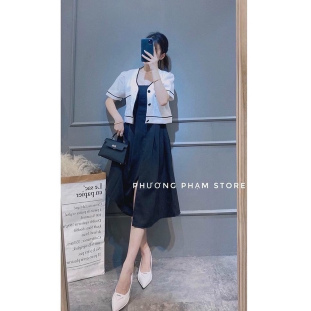 SET BỘ váy 2 dây kèm áo khoác ngoài