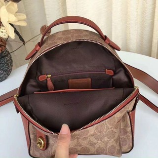 Balo nữ Coach da thật pha canvas siêu đẹp