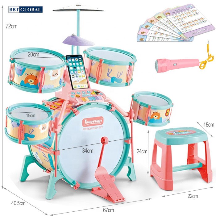 Bộ trống đồ chơi BBT GLOBAL kèm đàn cho bé cỡ lớn nhiều chức năng Q532A