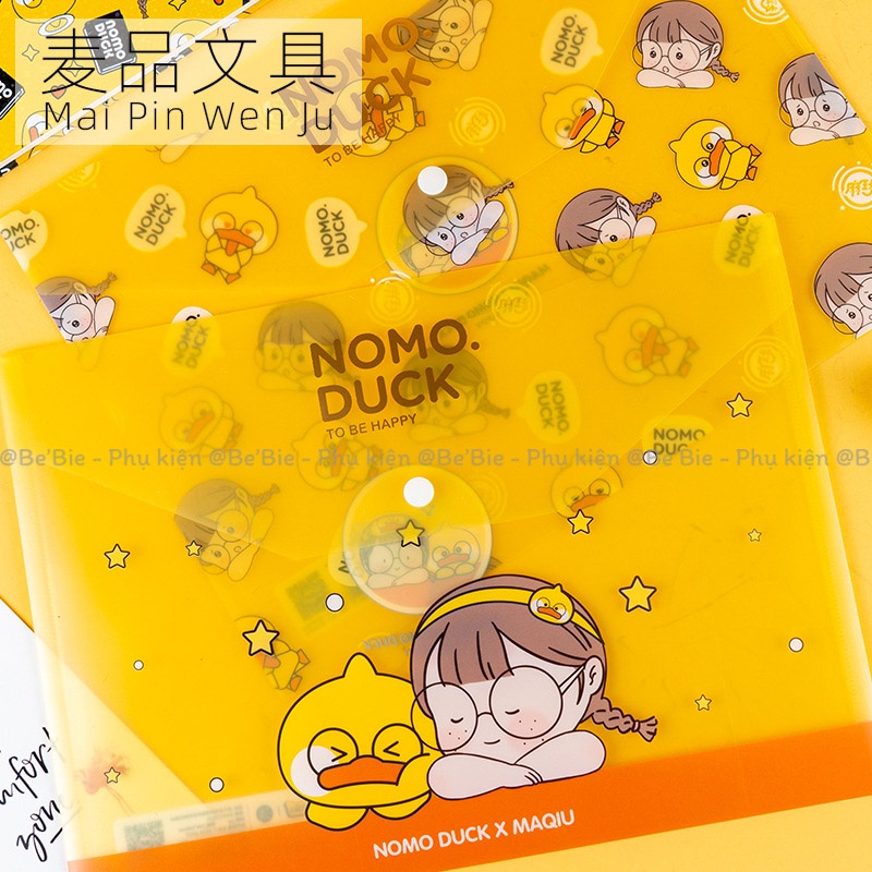 Bìa nhựa A4 kẹp giấy, hồ sơ in hình vịt dễ thương Nomo Duck BeBie - BP531