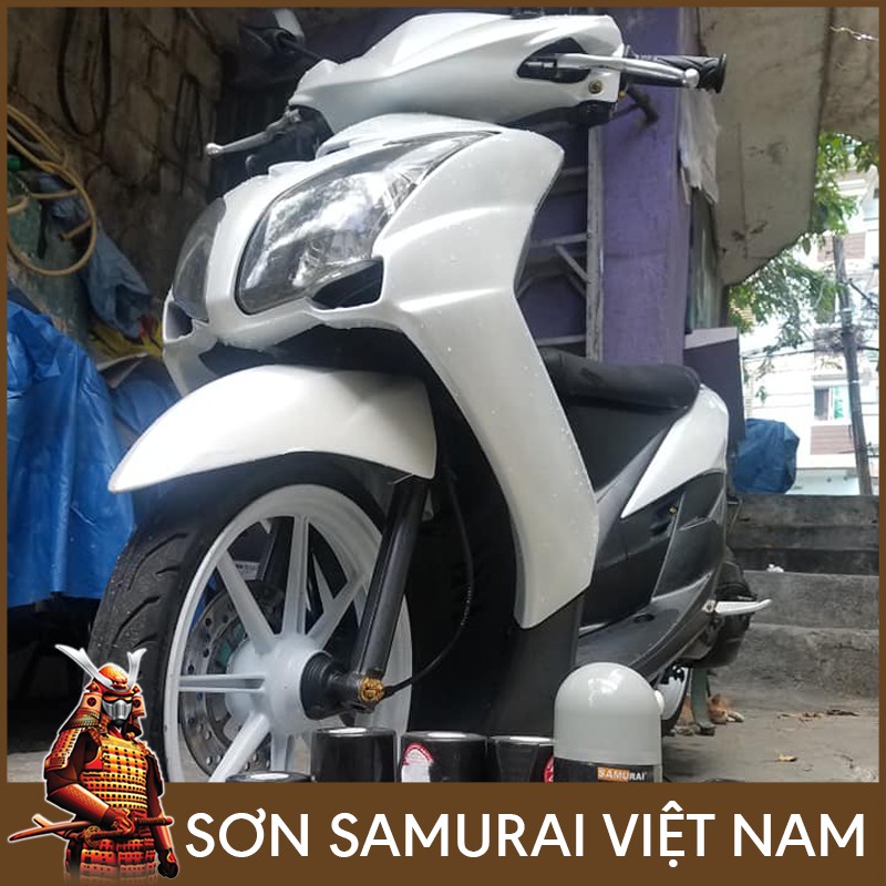 Màu Trắng Ngọc Trai Sơn Samurai - Combo Sơn Xịt Samurai Màu Trắng H196