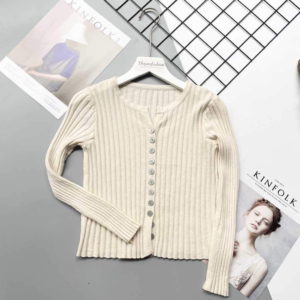 Áo cardigan len, áo len nữ, áo len tăm đũa cài cúc dọc 9 màu | BigBuy360 - bigbuy360.vn