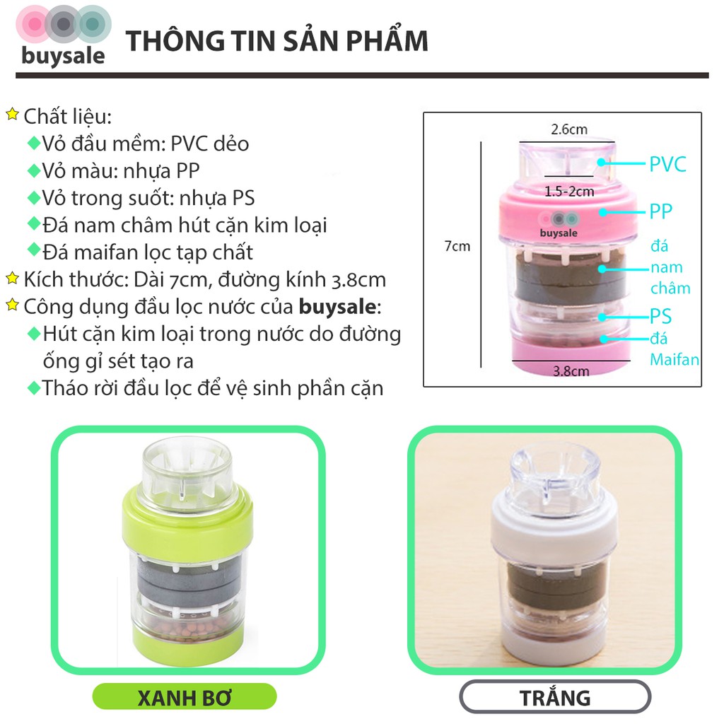 Đầu lọc nước 2 tầng thành phần đá maifan loại bỏ tạp chất và nam châm hút cặn kim loại - BSPK107 - buysale