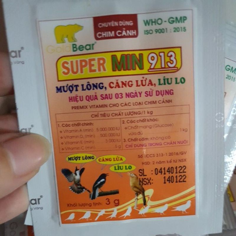 Chim cảnh mượt lông, căng lửa, líu lo SUPER MIN 913 gói 3gr