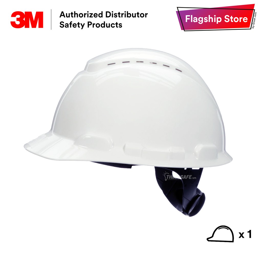 Nón bảo hộ 3M H701V bảo vệ đầu, chống va đập, có núm vặn, mũ bảo hộ có lỗ thoáng khí (đã bao gồm dây nón)