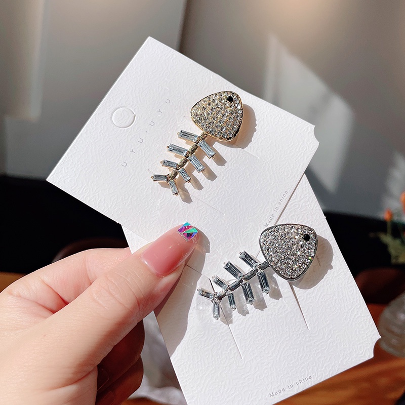 Kẹp Tóc Hình Xương Cá Đính Đá Dễ Thương Phong Cách Hàn Quốc Thời Trang Cho Nữ