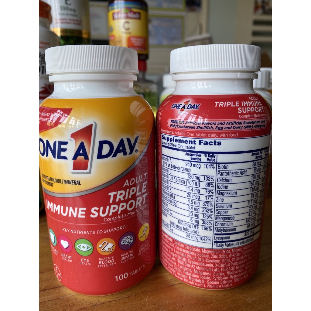 (GIÁ SALE GIẢM 70K)Vitamin tổng hợp tăng cường hệ miễn dịch gấp ba lần cho cơ thể khoẻ mạnh One a day 100v từ Mỹ