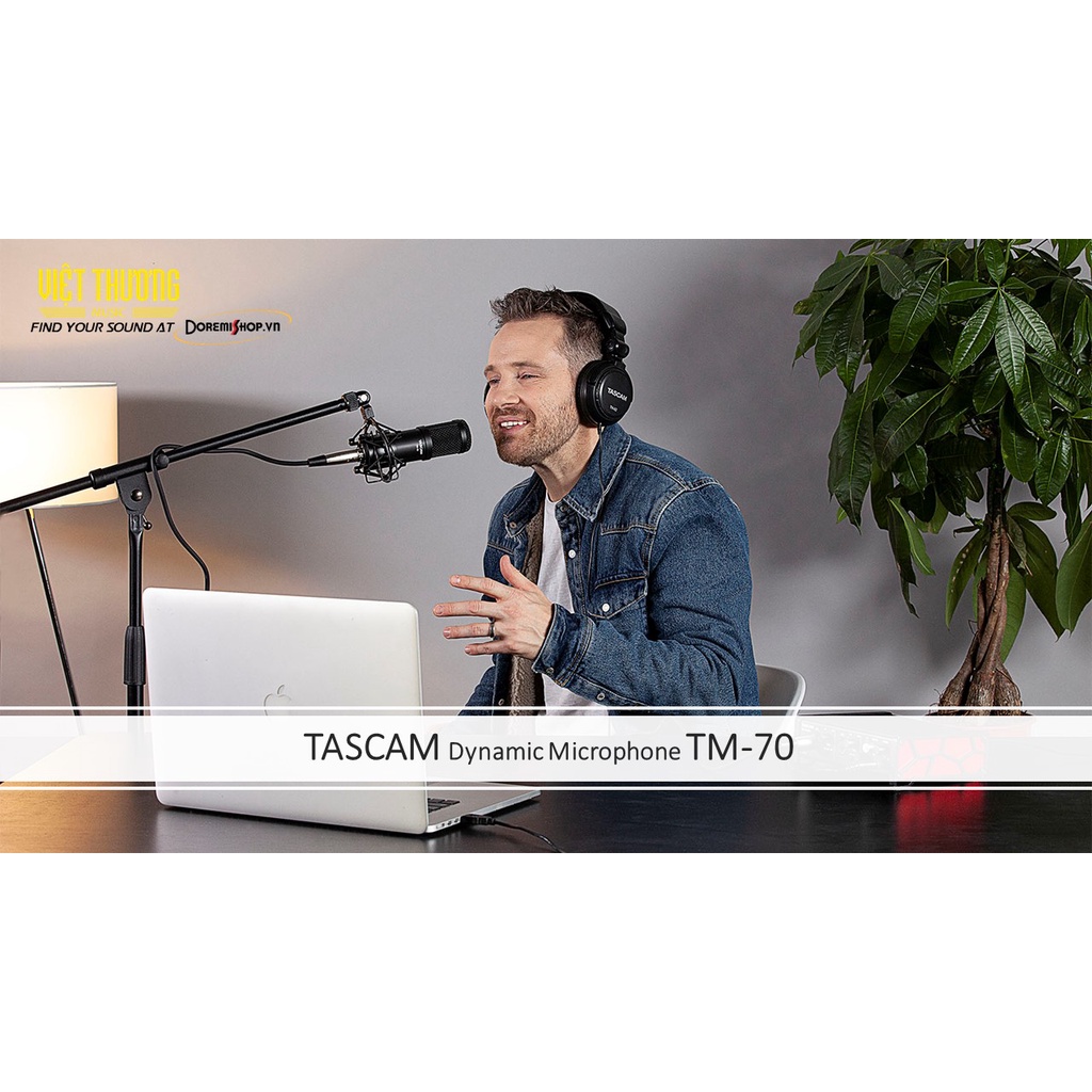 Micro thu âm dynamic microphone TASCAM TM-70 dành cho podcast, streaming, youtuber